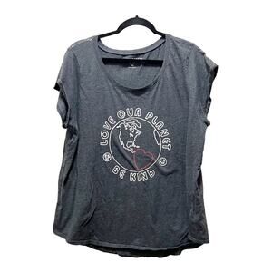 Lucky Brand Love Our Planet Be Kind Grey Short Sleeve Casual T-Shirt Size XXL